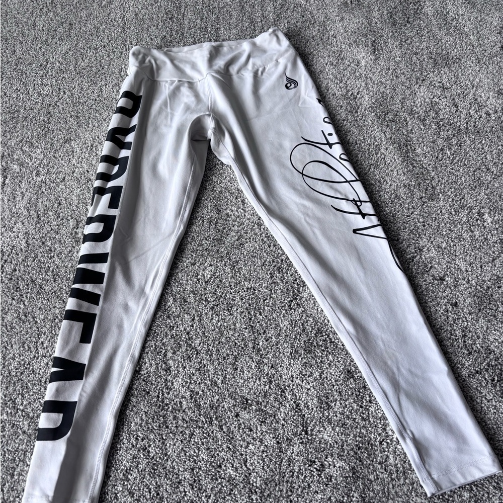Ryderwear leggings white with black lettering Medium great condition!